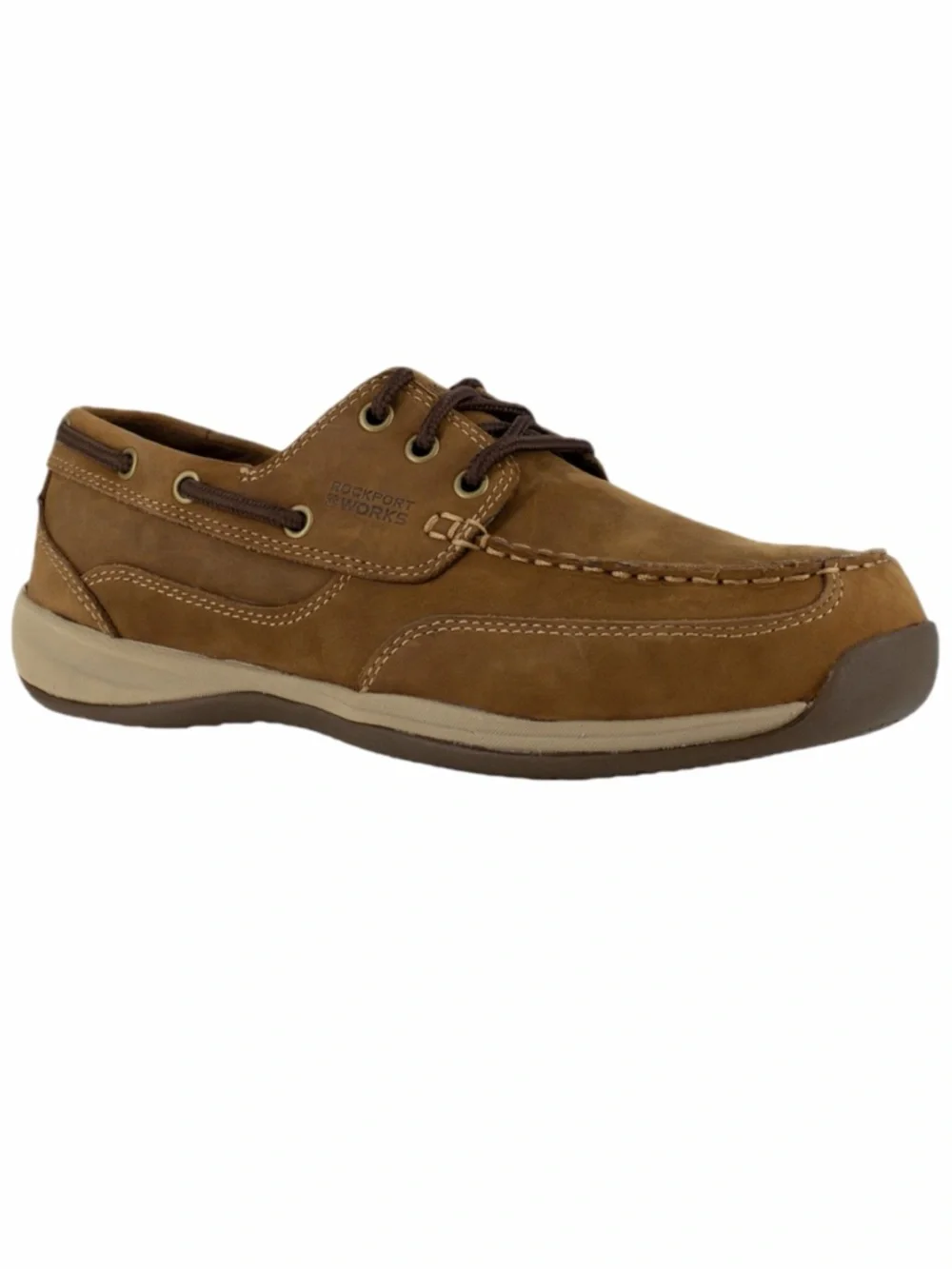 Rockport Works Sailing Club Men's Brown leather Three Eye Tie Boat Shoe - RK6736